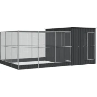 vidaXL Voliere mit Erweiterung Silbern 497x303x216 cm Stahl - Silber