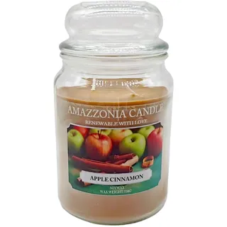 Amazzonia Kerze Apfel-Zimt, 530 g, natürliche Duftkerze aus Sojawachs, Doppeldocht-Baumwoll-Lufterfrischer für Raumdekoration, Apfel-Zimt-Glas