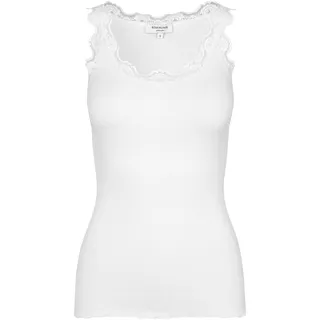 Spitzentop ROSEMUNDE "Babette Silk Top", Damen, Gr. XS, weiß (new weiß), Feinstrick, Obermaterial: 70% Seide, 30% Baumwolle, unifarben, körpernah hüftbedeckend, Rundhals, Tops Spitzentop, Vintage-Spitzenbesatz, mit Rundhalsausschnitt, hoher Seidenanteil