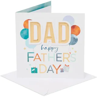 UK Greetings Vatertagskarte für Papa – Luftballons & Geschenke Design