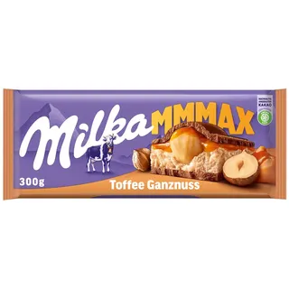 MILKA Mmmax Toffee Ganznuss – Alpenmilch-Schokolade mit Karamell, Milchcrème und ganzen Haselnüssen – 300g