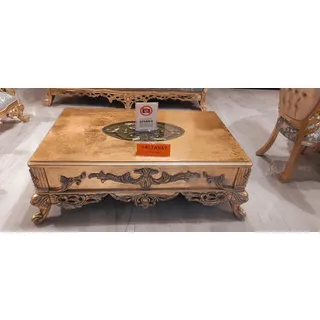Barock Couchtisch Goldfarben Geschnitzte Beine Tisch Holz Wohnzimmer - Gold
