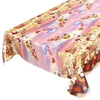 ANRO Wachstuchtischdecke Wachstuch Wachstischdecke Tischdecke Weihnachten Rot Weihnachtsfest 180x140cm