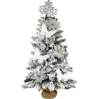 Geschmückter künstlicher Weihnachtsbaum WEIHNACHTSKARTE 60 cm mit LED-BELEUCHTUNG IM TOPF - Bunt