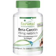 Fairvital | Beta Carotin 25.000 IE - 15mg pro Kapsel - HOCHDOSIERT - Provitamin A - 90 Softgels