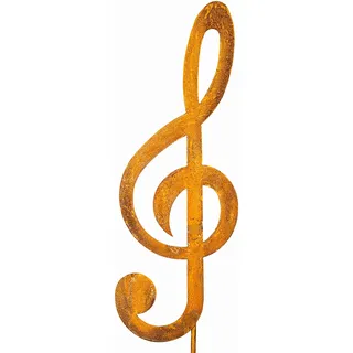 Blümelhuber Großer Notenschlüssel Gartenstecker - Rost Deko Figur für den Garten, den Balkon oder als Deko vor die Haustür - 115 cm