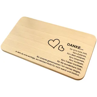 DwieDeko® Dankeschön Geschenk – Frühstücksbrettchen aus Holz mit Gravur zum Danke sagen – persönliche Geschenkidee für Mama, Papa, Lehrerin, Eltern, Kita Erzieherin – Nachhaltig und liebevoll