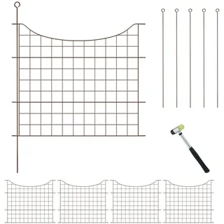 Relaxdays Teichzaun Unterbogen 370 x 65 x 2 cm 5 Elemente Braun
