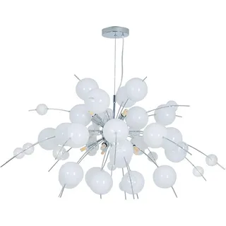 Näve Hängeleuchte , Klar, Weiß, Chromfarben , Metall, Glas , Kugel , 150 cm , Lampen & Leuchten, Leuchtenserien