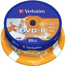Bild von DVD-R 4,7GB 16x bedruckbar 25er Spindel