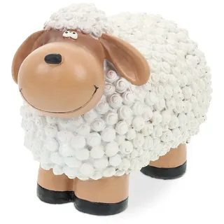 Relaxdays Gartenfigur Schaf, wetterfeste Tierfigur, Osterdeko, innen & außen, HxBxT: 15,5 x 20 x 11 cm, Polyresin, weiß