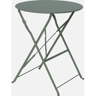 sweeek - Klappbarer Bistro-Gartentisch aus Stahl Ø 60 cm, 2 Personen - Khaki - Grün