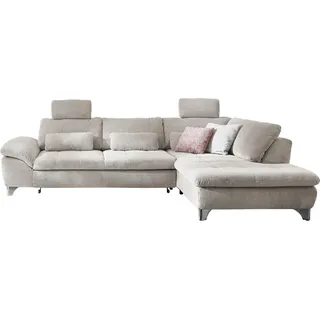 die planbar Ecksofa »MP-IN14007 L-Form«, wahlweise mit Bettfunktion und verstellbaren Kopfstützen, in Cord, beige