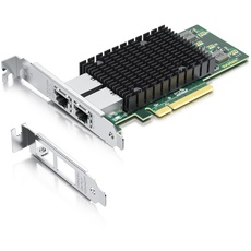 H!Fiber.com 10Gb PCI-E Netzwerkkarte NIC, Dual RJ45 Ports, with Intel X540 Controller and Intel X540-BT2 Chip, PCI Express X8, 10Gbase-T LAN Adapter Support Windows Server/Windows/Linux/VMware/ESX