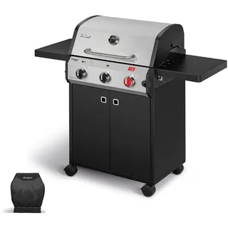 Enders® Gasgrill Chicago Next 3 R Turbo Terrassengrill, 3 Edelstahlbrenner, 10,6 kW, 800°C TURBO ZONE™, SWITCH GRID™ Gussrost, Garhaube mit Thermometer, fahrbar, inkl. Premium Wetterschutzhülle