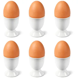 com-four® 6X Eierbecher aus Keramik - weiße Eierhalter für Tisch und Küche - spülmaschinengeeignet und mikrowellengeeignet - Klassische Eierbecher für Frühstück (6 Stück - Classic)