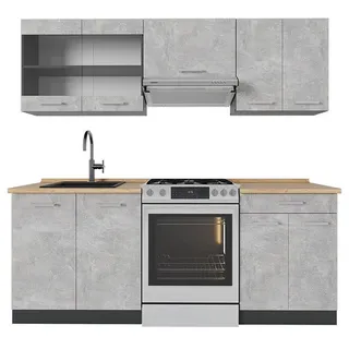 Vicco Küchenzeile R-Line 200 cm Beton/Anthrazit