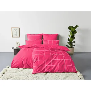 OTTO home Nature kariert Pink 155 x 220 cm + 80 x 80 cm