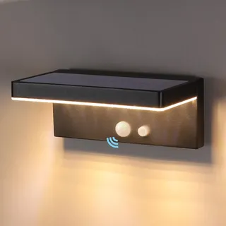 DAWALIGHT Solarlampen für Außen mit Bewegungsmelder 3 Modi IP44 Wasserdichte Außenlampe Solar Wand Solarleuchten für Garten Hof Stufen Haustüren Rasen Haus Garage, Aluminium, Schwarz