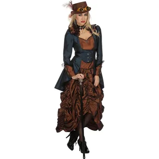 Steampunk Kleid Copper Blue Größe: 46 - Braun