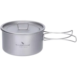 iBasingo 1.2L Camping Kochtopf Outdoor Titan Kochgeschirr Saucentopf Feuertopf für 1 Personen Leichte Tragbar Reise Topf Koch Set Backpacking Ausrüstung Ti2106C