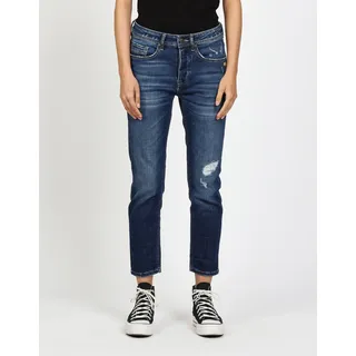 Boyfriend-Jeans GANG "94NICA CROPPED", Damen, Gr. 26, N-Gr, real destroy midblau, Denim/Jeans, Obermaterial: 90% Baumwolle, 8% Polyester, 2% Elasthan, bequem knöchelfrei, Jeans Boyfriend-Jeans, mit geraden und verkürzten Beinverlauf