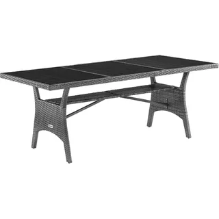 Polyrattan Gartentisch Takeo Grau 190x90x75cm WPC