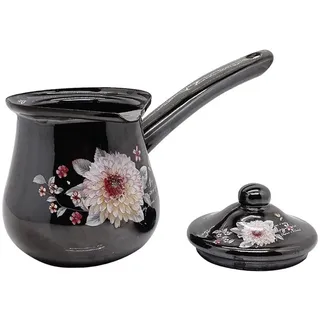 JMAHM Emaille Kaffeekanne Cezve Teekanne Wasser Kanne mit Schnabel (Schwarz, 240ml)