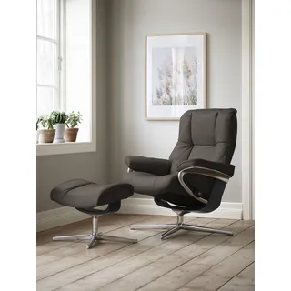 Stressless® Relaxsessel »Mayfair« Set, Relaxsessel mit Hocker, mit Hocker, mit Cross Base, Größe S, M & L, Holzakzent Schwarz braun