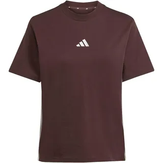 adidas Damen Essentials 3-Stripes Cotton T-Shirt, Shadow Brown/White, S