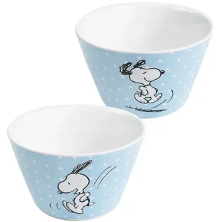 UNITED LABELS The Peanuts Müslischale Snoopy 500 ml, Blau mit Punkten, Schüssel aus Porzellan, Müslischüssel, Schale