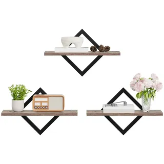 CHOEZON Wandregal, Schweberegal, 3er Set, Küchenregal Hängend, Regalbrett, für Wohnzimmer, Schlafzimmer, Küche, Büro, Greige und Schwarz DTBJ03P3BG