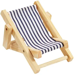 Deko-Liegestuhl aus Holz, blau/weiß, ca. 10cm