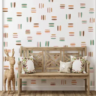 Runtoo Wandtattoo Boho Bunte Linien Wandsticker Pastell Beige Abstrakt Punkte Wandaufkleber Kinderzimmer Babyzimmer Wohnzimmer Schlafzimmer Flur Wanddeko