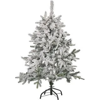 BELIANI Weihnachtsbaum 120 cm Weiß Kunststoff Metall Schnee Effekt inkl. Ständer Weihnachtszeit Weihnachten Wohnzimmer Modern - Weiß, Schwarz, Grün