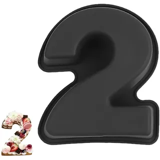 YXHZVON Kuchenform Zahlen Silikon Backform Zahl 2, Number Cake Backform, Groß 3D Zahlen Tortenform, Antihaftige DIY Motivbackformen für Kindergeburtstag, Hochzeit Jubiläum