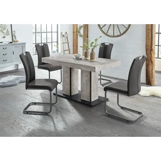 Hela Essgruppe »ROSE«, (Set, 5 tlg.), bestehend aus einem Tisch 140-180 cm und 4 Stühlen, grau
