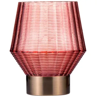 Pauleen 48243 Classy Glamour mobile Tischleuchte Glas Tischlampe Timerfunktion 6H Batterie Glaslampe ohne Kabel Rosa/Messing