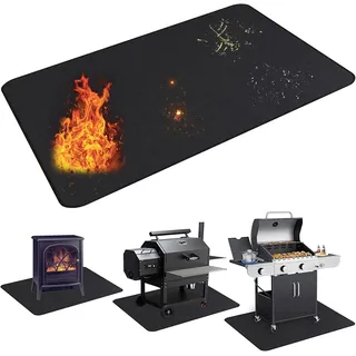 UBeesize 122x165cm Feuerfeste Unterlage, Doppelseitiges Grillmatte Bodenschutz für Feuerstelle, Innen-Kaminmatte, Feuerstelle, ölfest, Wasserdichter Grillschutz für Decks und Terrassen