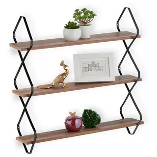 Relaxdays Wandregal 60 x 60 x 18,5 cm Braun/Schwarz