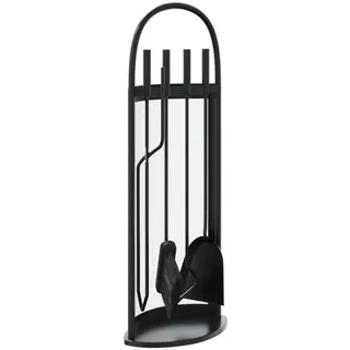 vidaXL 5-teiliges Kaminbesteck-Set 23 x 15 x 66 cm Stahl - Schwarz