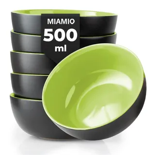 MIAMIO Le Papillon Kollektion – Steingut Geschirrserie – Spülmaschinen- und Mikrowellenfest – Müslischalen Set 6x 500 ml