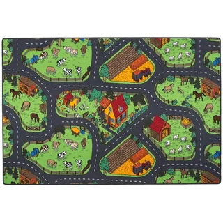 Snapstyle Kinder Spiel Teppich Bauernhof , Multicolor , Textil , Abstrakt , 80x400 cm , Teppiche und Böden, Teppiche, Kinderteppiche