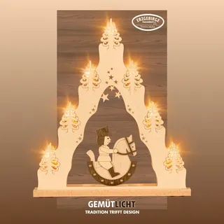 Schwibbogen WEIGLA "Reiterlein, Lichterspitze aus Holz, NATUR-BRAUN, Made in Germany", braun (natur, braun), B:38cm H:43cm T:4,5cm, Holzwerkstoff, Schwibbögen, Schwibbogen, Erzgebirge garantiert, Weihnachtsdeko Innen, Weihnachtsbeleuchtung