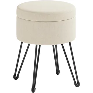 Songmics Sitzhocker mit Stauraum 39 x 44,1 cm Cremeweiß