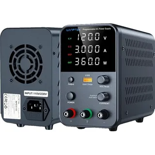 Laborstromversorgung, einstellbare Ausgangsspannung, kompaktes Design, Schwarz 120V 3A