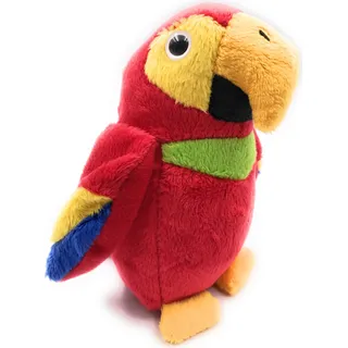 Onwomania Plüschtier Kuscheltier Stoff Tier Papagei rot bunt Vogel sitzend 15 cm - Rot