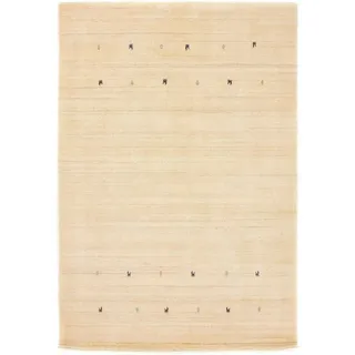 carpetfine Gabbeh Uni, weiß, 140x200 cm | Moderner Teppich für Wohn- und Schlafzimmer