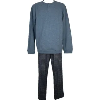 Herren-Winterpyjama RAGNO mit Mailänder Naht, weich und warm, Seraph-Kragen, Hemd und Hose mit Bündchen, Artikel U871N1, Taglia 58, Cotone 50%,Poliestere 50%