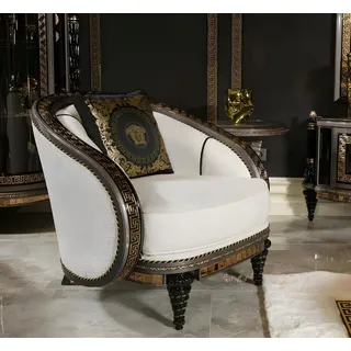 Moderner weißer Textilsessel mit elegantem Design - Weiß